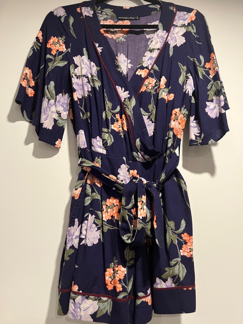 Abercrombie & Fitch Navy Floral Wrap Romper